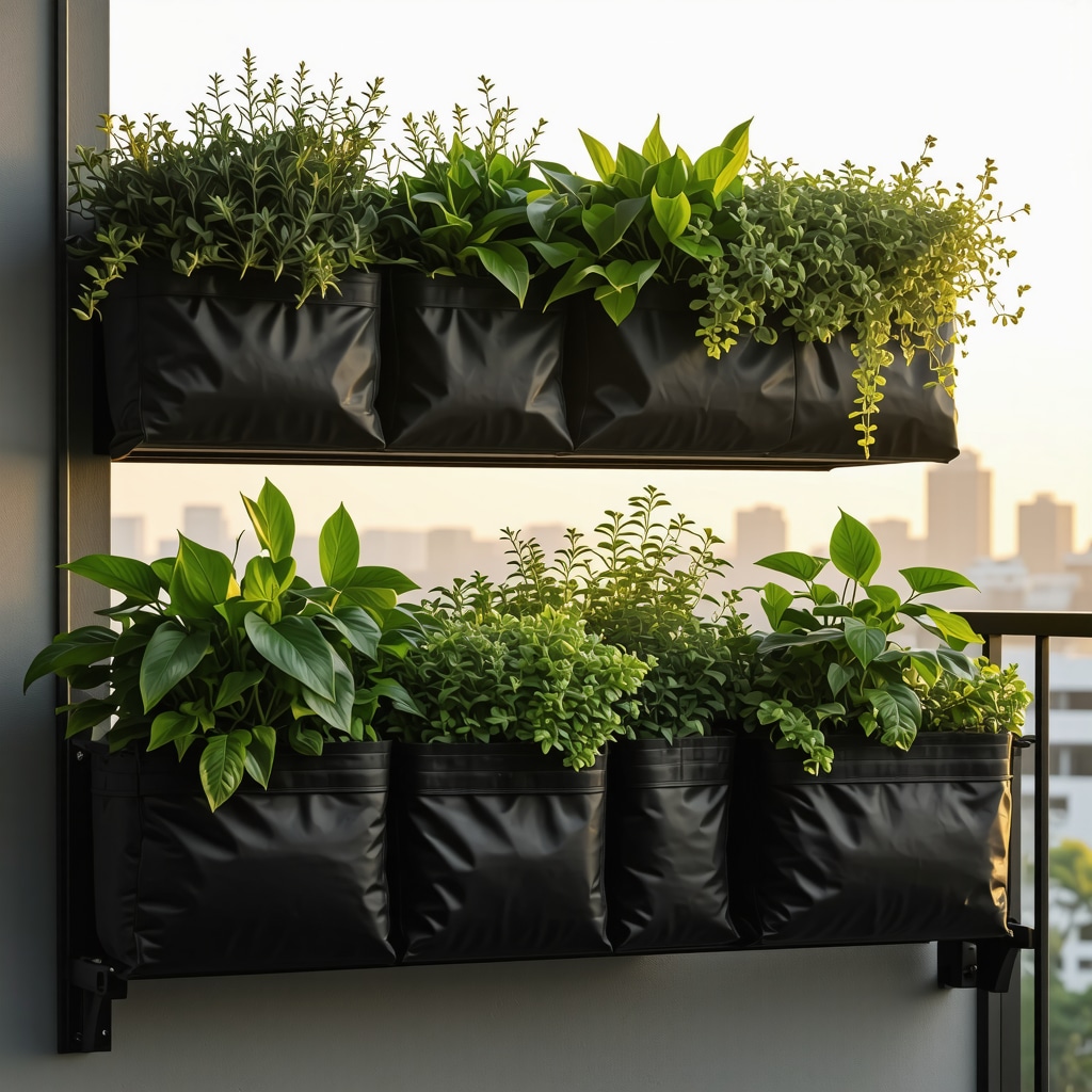 Potager vertical urbain équipé de capteurs d'humidité et substrats légers