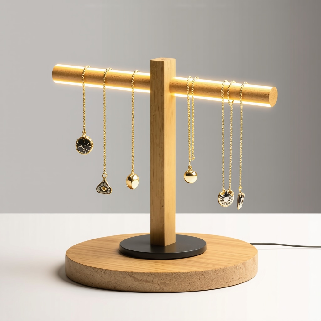 Porte-bijoux artisanal moderne avec éclairage LED et modules magnétiques